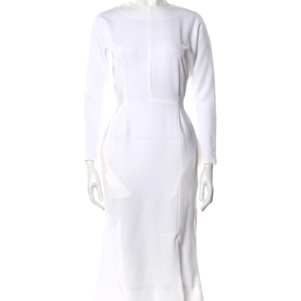 Long sleeve crew neck midi dress